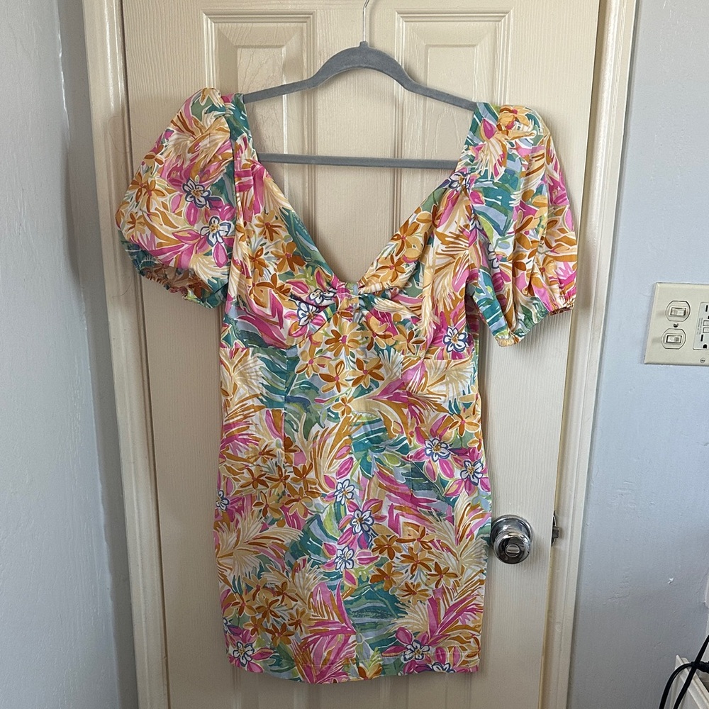 Nasty Gal Floral Puff Sleeve Dress